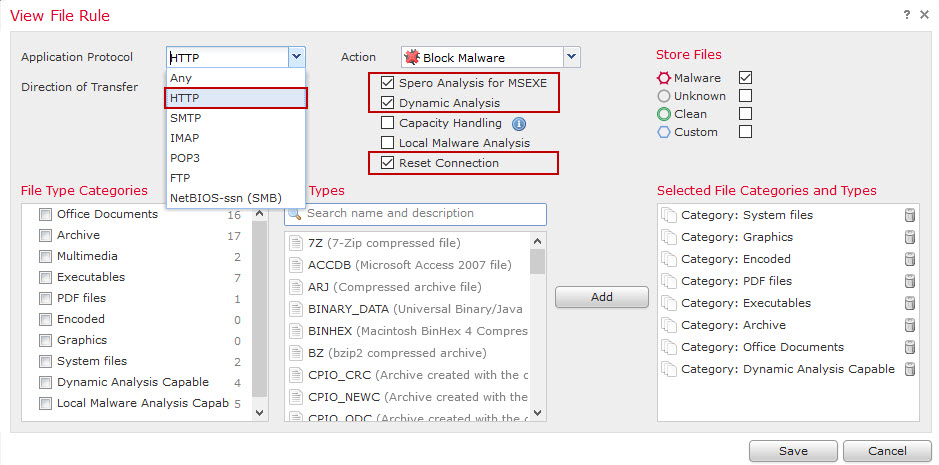 Sourcefire Application Protocol file analysis
