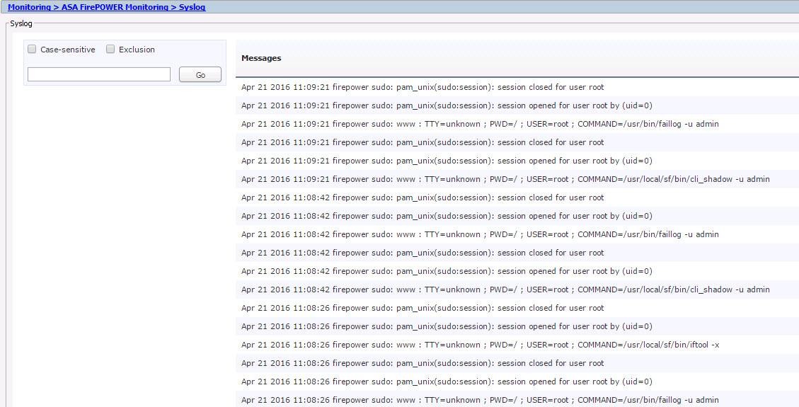 FirePOWER ASDM syslog