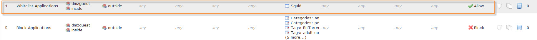 FirePOWER whitelist application rule